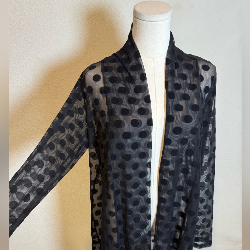 Robert Kitchen Sheer Black Polka Dot Mesh Jacket size Large - Picture 3 of 12
